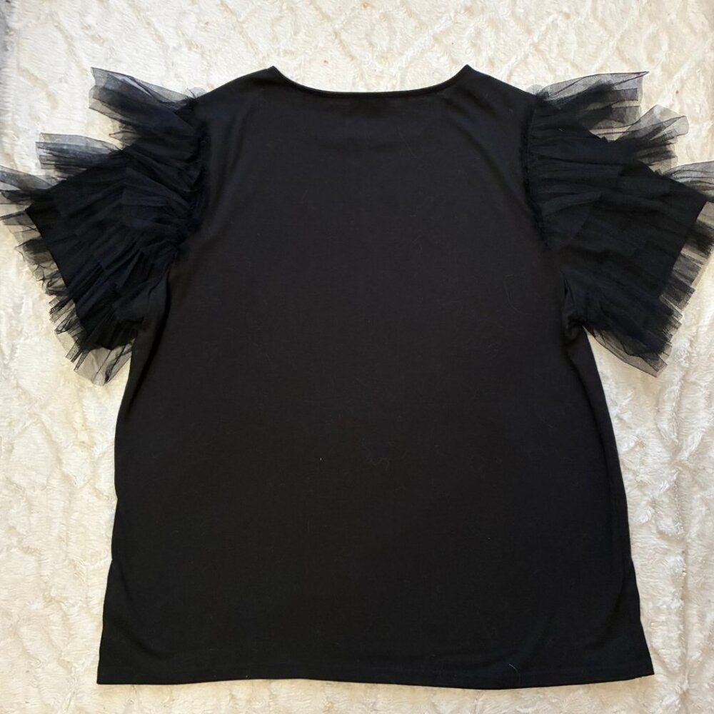 NWT Oddi Round Neck Women's Size 1XLargeT-Shirt with Tulle O-Bajuband Blouse - Picture 2 of 7